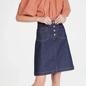 APC A-Line Denim Button-Front Skirt
